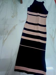 Bodycon Dress In Pink With Black Stripes In Size Small But The Material Is Stretchable#bodycon#partywear#dresses