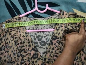 Leopard Print Frill Dress With Wrap Design