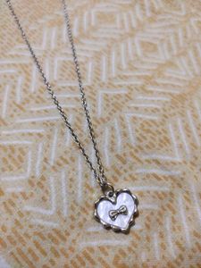 White Heart Bow Pendant