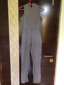 White Black Check Jumpsuit