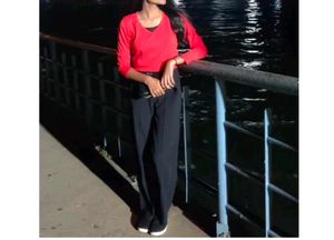 Solid V-Neck Red Casual Top