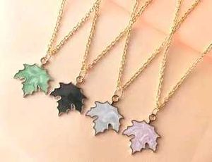 Colorful Leaf Pendant Necklace Set of 11