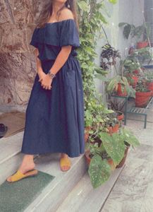 Off Shoulder Maxi Dress With Pockets