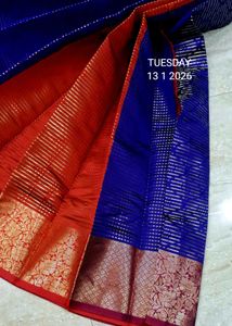 Elegant Blue &amp; Red Saree