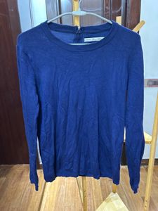 Navy Blue Knit Long Sleeve Top
