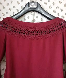 Maroon Ruffle Sleeve Top
