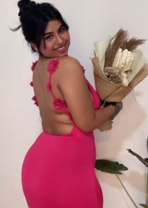 Hot Pink Flower Strap Dress