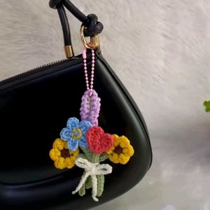 Crochet Flower Bouquet Keychain