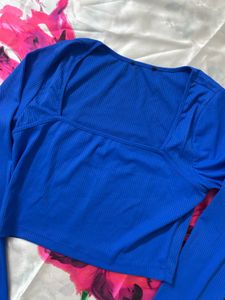 blue long sleeve top