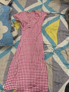 Pink Gingham Wrap Dress