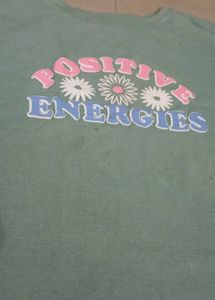 Green positive vibes Cropped Tee