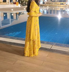 Elegant Mustard Yellow Floral Embroidered Anarkali
