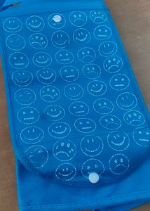 Blue Smiley Pouch To Spacious Carry Bag
