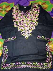 Elegant Embroidered Black Tunic Top