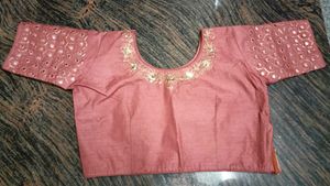 Stitched Mirror Work Rust Blouse.
