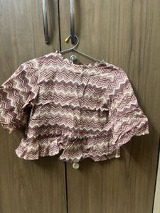 Boho Print Tie-Front Crop Top