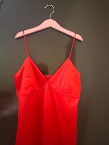 Red Satin Slip Dress