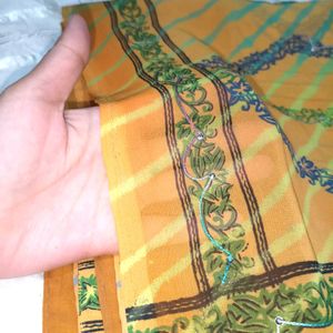 Yellow Orange Georgette Saree