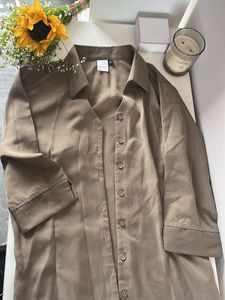 Beige Button-Up Shirt