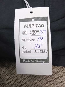 L@39 Size-34 Black Cargo Pants