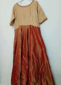 Golden &amp; Maroon Full Partywear Ethnic Gown (44&#34;)