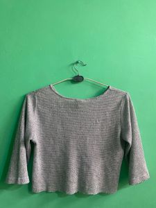 Gray Ribbed Crop Top