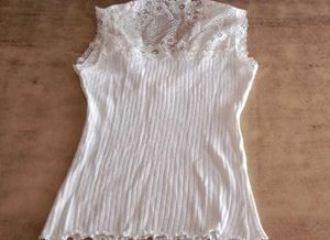 White Lace Trim Tank Top