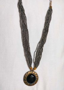 Gold Plated Brass Necklace Grey (Women)