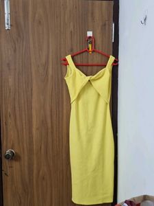 Yellow Sleeveless Dress with Open Back