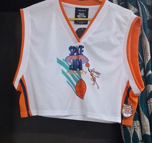 White And Orange Jersey Tank Top