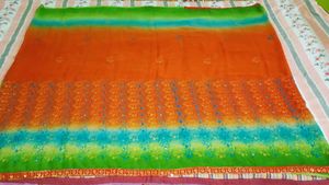 Orange & Green Saree