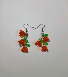 Handmade Lily of the Valley Earrings - Orange