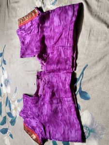 Elegant Purple and creamSaree With Matching Blouse