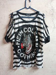 PLUS SIZE See-through Fashion Top Stripped Multico