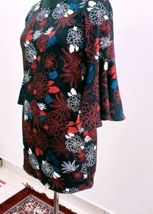 Floral Print Bell Sleeve Mini Dress
