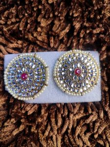 Pearl Kundan Studs
