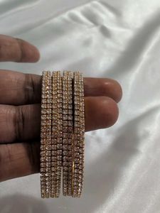 White Stone One Gram Gold Bangles