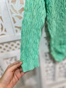Green Open Knit Top B
