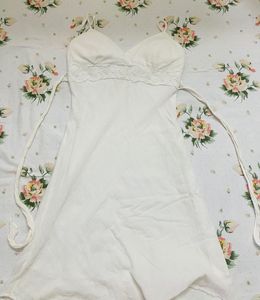 White Lace Trim Cami Dress