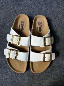 White Double Buckle Sandals