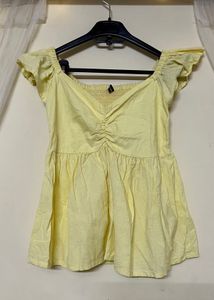 Yellow Ruffle Sleeve Top