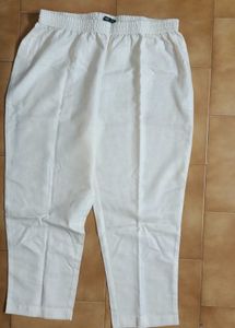 White Elastic Waist Pants