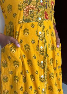 Mustard Printed Kurta