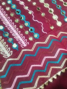 beautiful festive mirror work suit