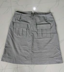 Checked Mini Skirt with Cargo Pockets