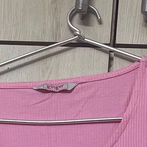 Pink Ribbed Crop Top