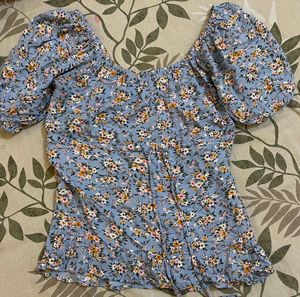 Aesthetic Blue Floral Top