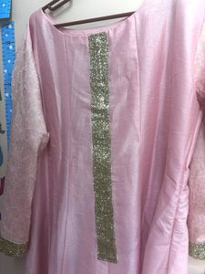 Pink Embellished Anarkali Kurta