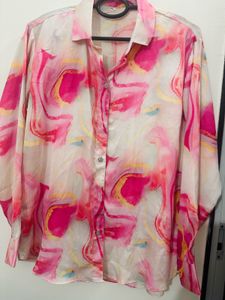 Satin Silk Floral Shirt, Bust- 36/34 Strechable