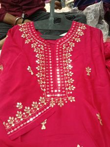 Red Embroidered Kurta Set